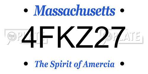 4FKZ27 Massachusetts License Plate