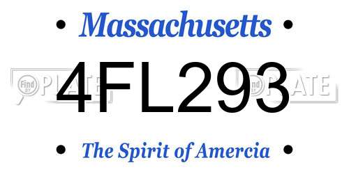 4FL293 Massachusetts License Plate