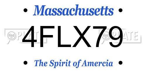 4FLX79 Massachusetts License Plate