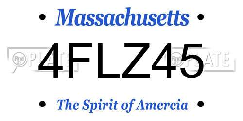 4FLZ45 Massachusetts License Plate