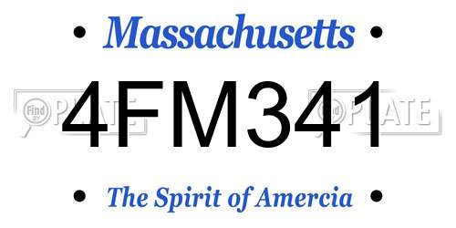 4FM341 Massachusetts License Plate