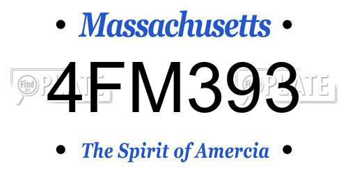 4FM393 Massachusetts License Plate