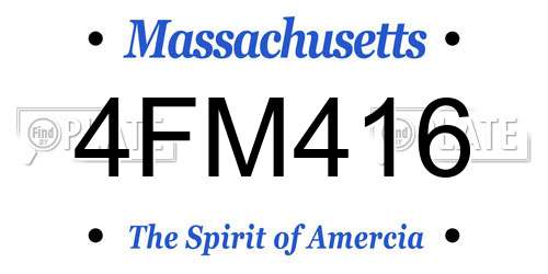 4FM416 Massachusetts License Plate