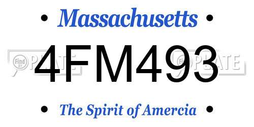 4FM493 Massachusetts License Plate