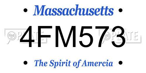 4FM573 Massachusetts License Plate