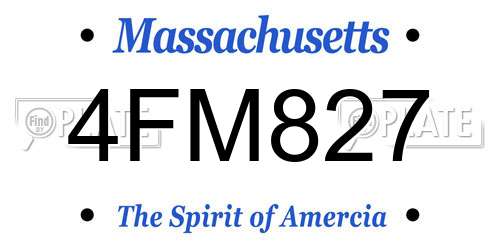 4FM827 Massachusetts License Plate