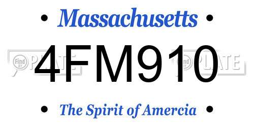 4FM910 Massachusetts License Plate
