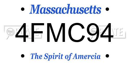 4FMC94 Massachusetts License Plate