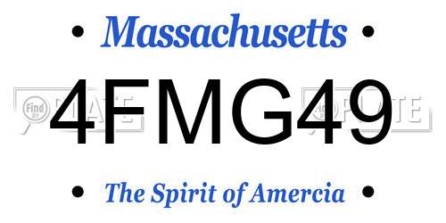 4FMG49 Massachusetts License Plate