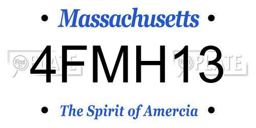 4FMH13 Massachusetts License Plate