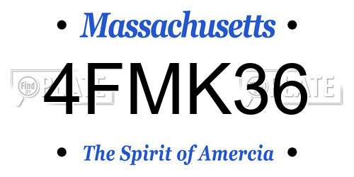 4FMK36 Massachusetts License Plate