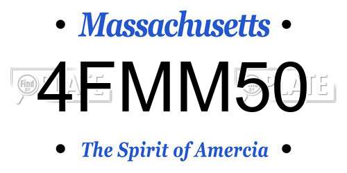 4FMM50 Massachusetts License Plate