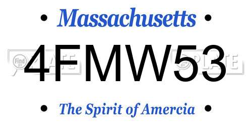 4FMW53 Massachusetts License Plate