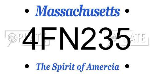 4FN235 Massachusetts License Plate