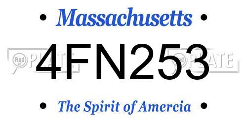 4FN253 Massachusetts License Plate