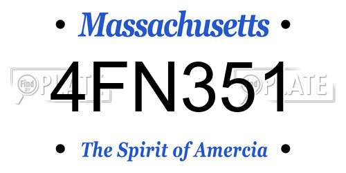 4FN351 Massachusetts License Plate
