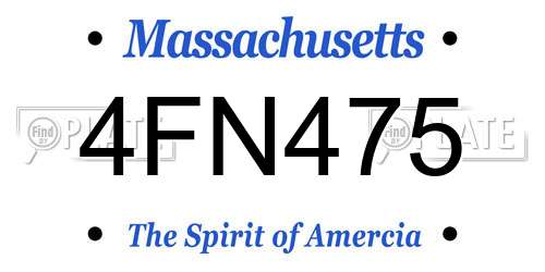 4FN475 Massachusetts License Plate