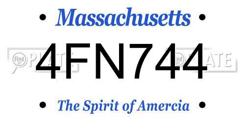 4FN744 Massachusetts License Plate