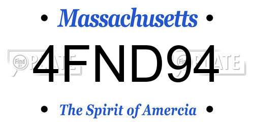 4FND94 Massachusetts License Plate