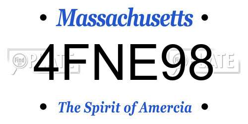 4FNE98 Massachusetts License Plate