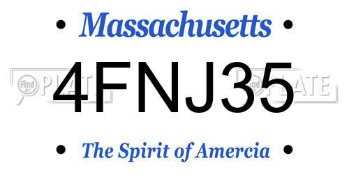 4FNJ35 Massachusetts License Plate