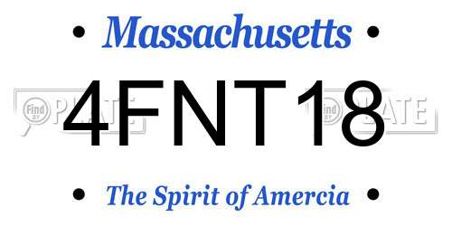 4FNT18 Massachusetts License Plate