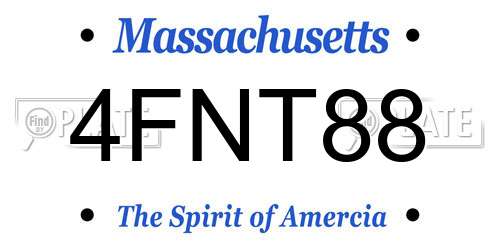 4FNT88 Massachusetts License Plate
