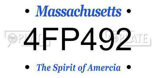 4FP492 Massachusetts License Plate
