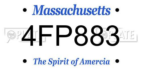 4FP883 Massachusetts License Plate