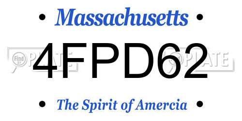 4FPD62 Massachusetts License Plate