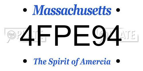 4FPE94 Massachusetts License Plate