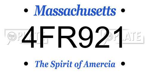 4FR921 Massachusetts License Plate