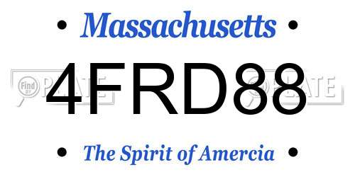 4FRD88 Massachusetts License Plate