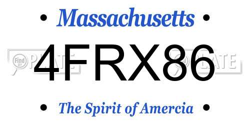 4FRX86 Massachusetts License Plate
