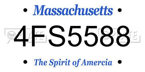 4FS5588 Massachusetts License Plate