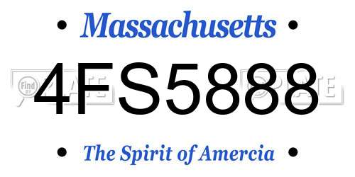 4FS5888 Massachusetts License Plate
