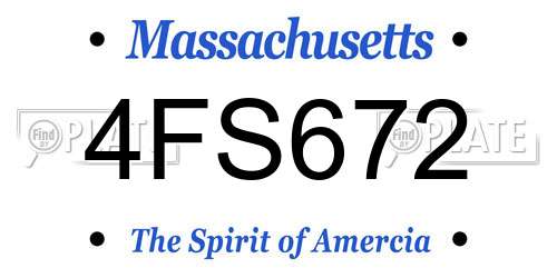 4FS672 Massachusetts License Plate