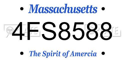 4FS8588 Massachusetts License Plate
