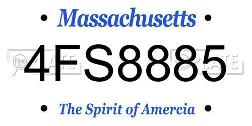 4FS8885 Massachusetts License Plate
