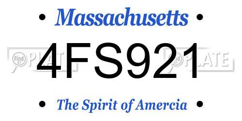 4FS921 Massachusetts License Plate