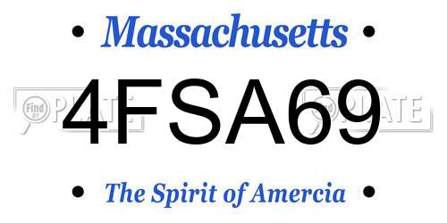 4FSA69 Massachusetts License Plate