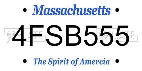 4FSB555 Massachusetts License Plate