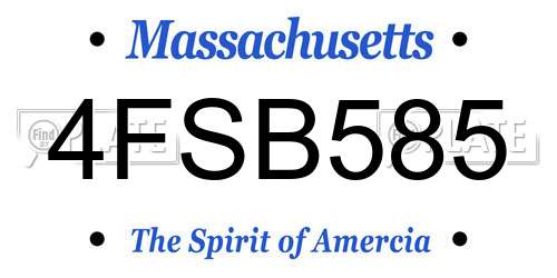 4FSB585 Massachusetts License Plate