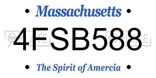 4FSB588 Massachusetts License Plate