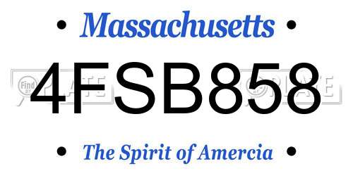 4FSB858 Massachusetts License Plate