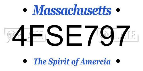 4FSE797 Massachusetts License Plate