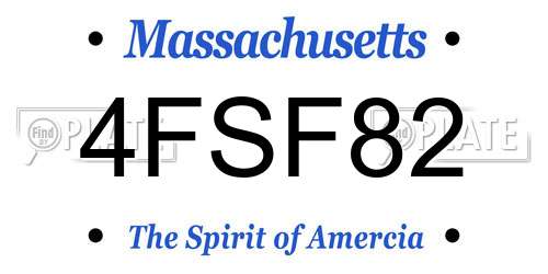 4FSF82 Massachusetts License Plate