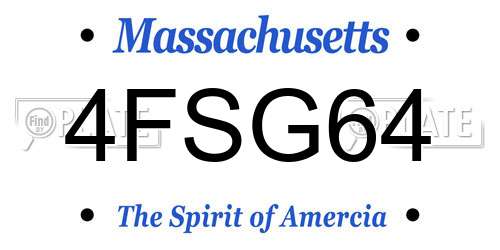 4FSG64 Massachusetts License Plate