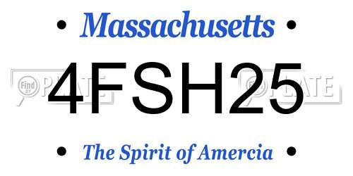 4FSH25 Massachusetts License Plate