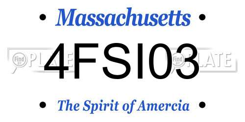 4FSI03 Massachusetts License Plate